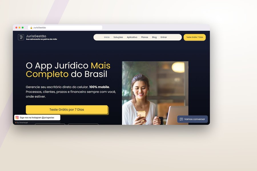 Site de JurisGestão, app de gestão jurídica